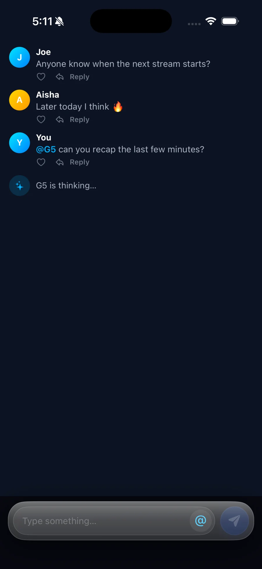 Actual iOS G5 thinking state