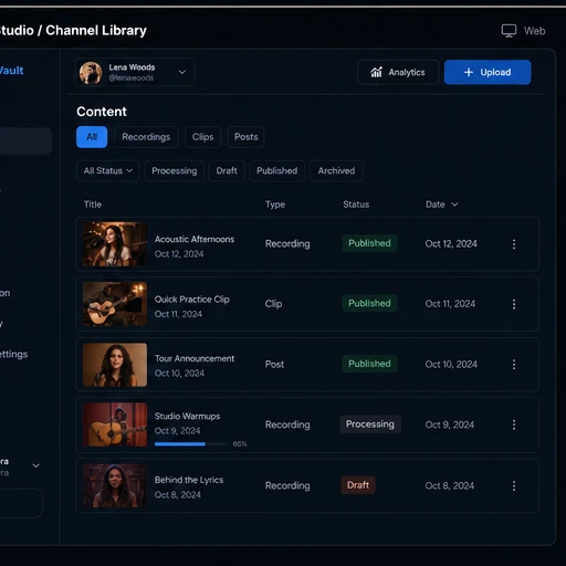 StreamVault Creator Studio interface